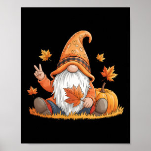 Poster Gnomo da Paz Divertido Halloween Ação de Graças Ab