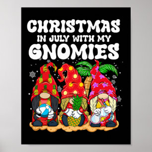 Poster Gnomo de Férias de Verão Divertido Natal Em Ju