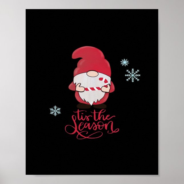 Poster Gnomo de Natal com Bastão de Doces (Frente)