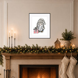 Poster Gnomo de Natal com Presente