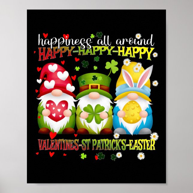 Poster Gnomo Feliz Dia dos Namorados St Patrick Páscoa Fe (Frente)