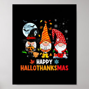 Poster Gnomo Hallothanksmas Dia das Bruxas Ação de Graças