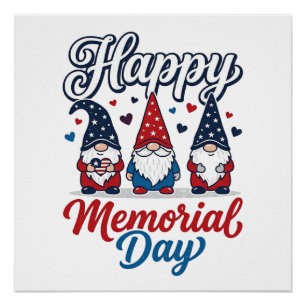 Pôster Gnomo Patriótico Feliz Dia dos Veteranos Camisa Vi
