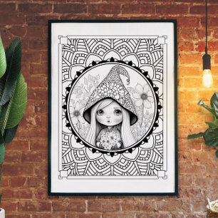 Poster Gnomo Pode Flor A Coloração Do Adulto Mandala