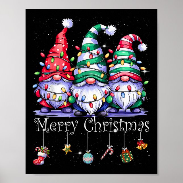 Poster Gnomos Cons Felizes Família Luz de Natal Gnomo Xma (Frente)