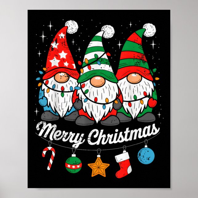 Poster Gnomos Cons Felizes Família Luz de Natal Gnomo Xma (Frente)