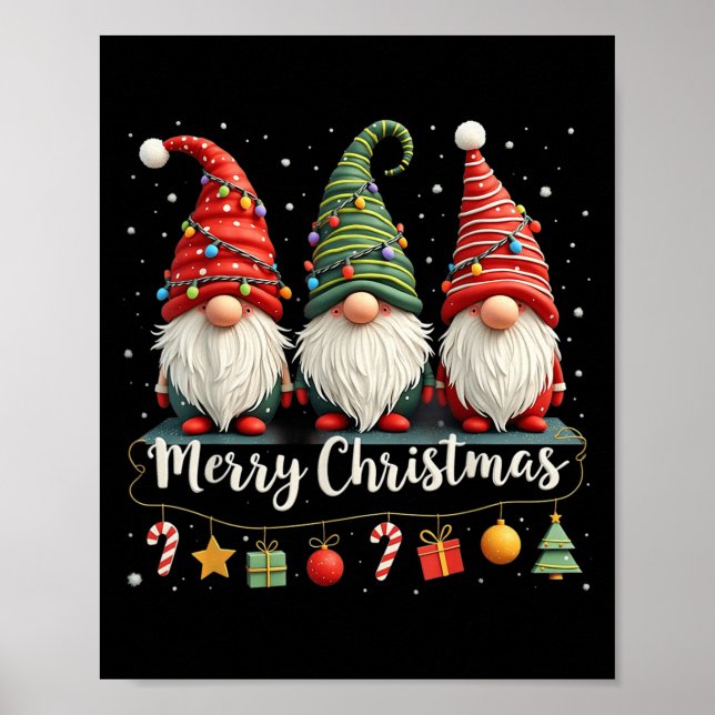 Poster Gnomos Cons Felizes Família Luz de Natal Gnomo Xma (Frente)