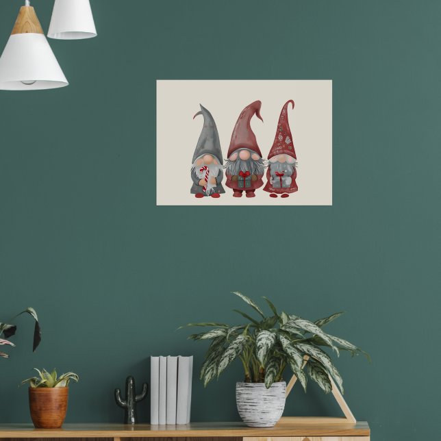 Poster Gnomos de Natal Adoráveis com Feliz Natal (Sala de Estar 1)