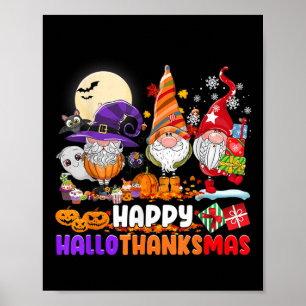 Poster Gnomos Dia das Bruxas Dia de Ação de Graças Natal 
