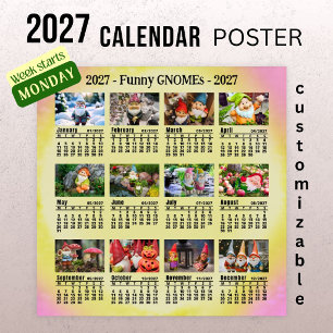 Poster Gnomos Engraçados 2027 Calendário de Fotos Persona