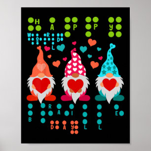 Poster Gnomos Felizes do Dia dos Namorados em Braile – Co