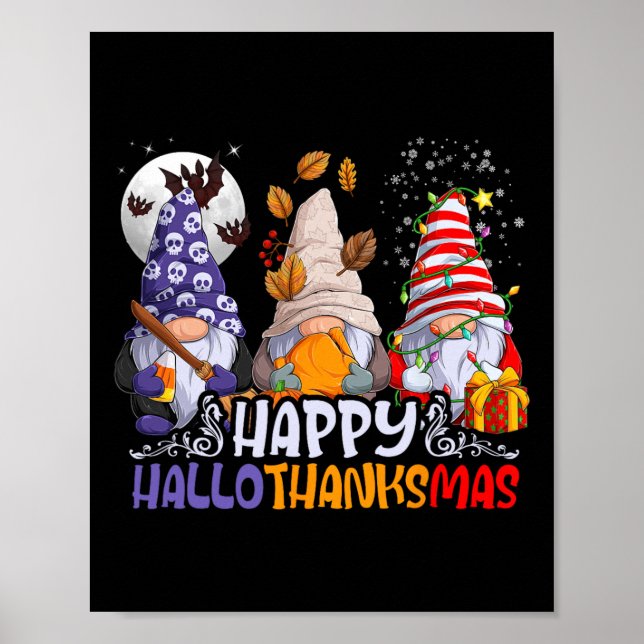 Poster Gnomos Hallothanksmas Dia das Bruxas Ação de Graça (Frente)