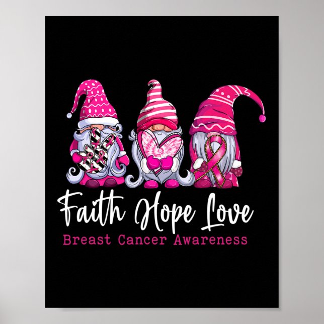Poster Gnomos Pink Warrior Faith Hope ama Cancer (Frente)