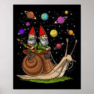 Poster Gnomos Riding Snail