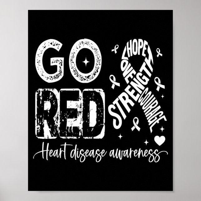 Poster Go Red – American Heart Disease Awareness In Febru (Frente)