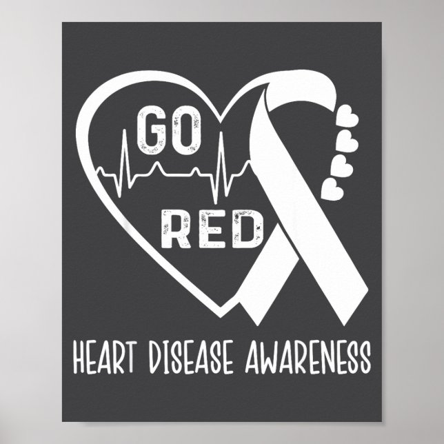 Poster Go Red - February American Heart Health Month Awar (Frente)