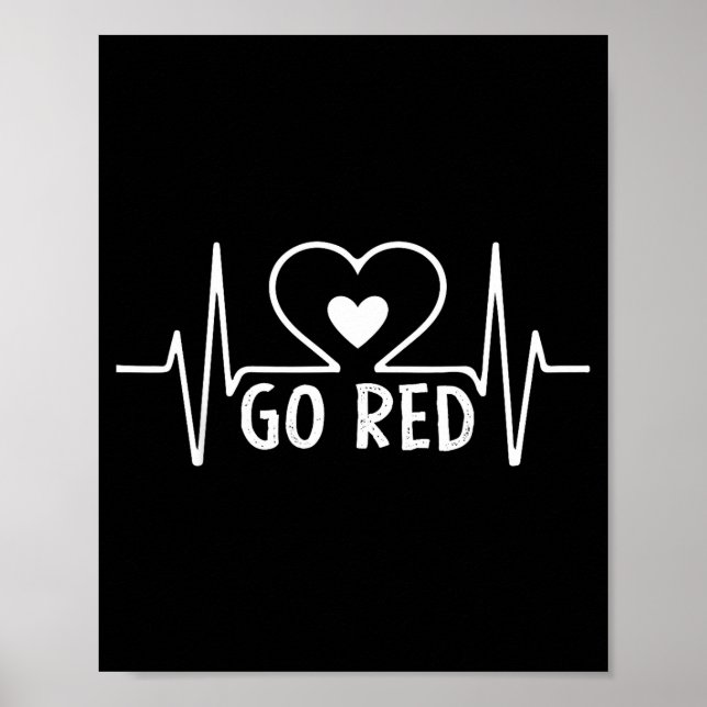 Poster Go Red For Women American Heart Disease Month Awar (Frente)