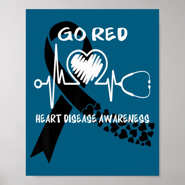 Poster Go Red Heart Disease Awareness Month  (Frente)