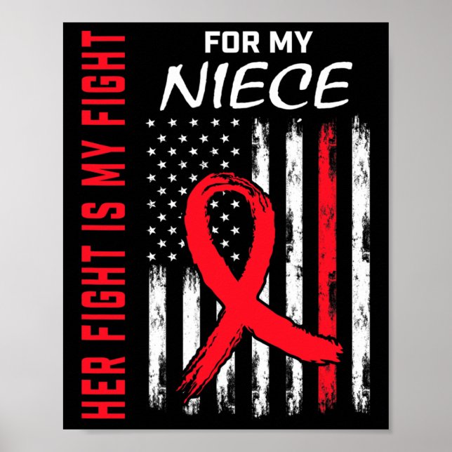Poster Go Red Her Fight Niece Heart Disease Awareness Us  (Frente)