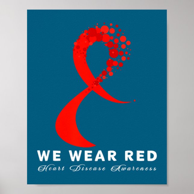 Poster Go Red In February Heart Disease Awareness Health  (Frente)