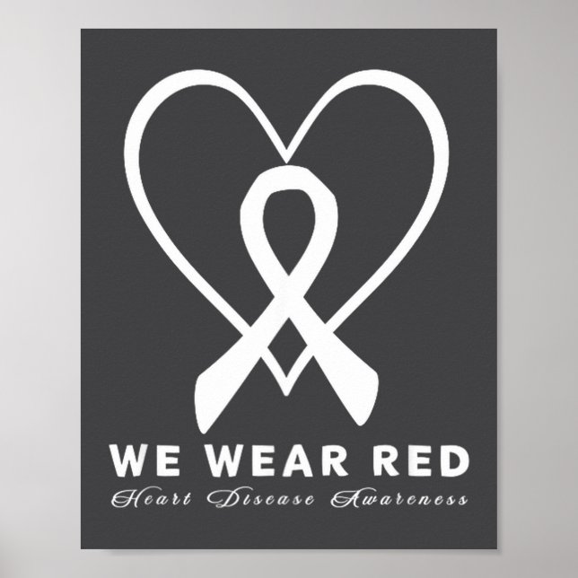 Poster Go Red In February Heart Disease Awareness Health  (Frente)