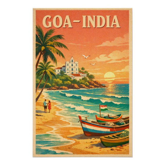 Pôster Goa, Índia, em uma clássica viagem retrô (Frente)