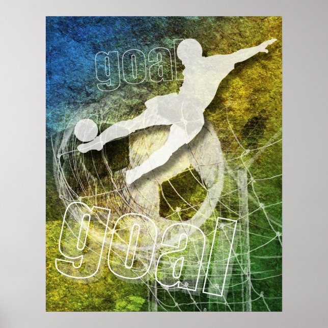 Poster Goal! Meia jogador de futebol chutando (Frente)