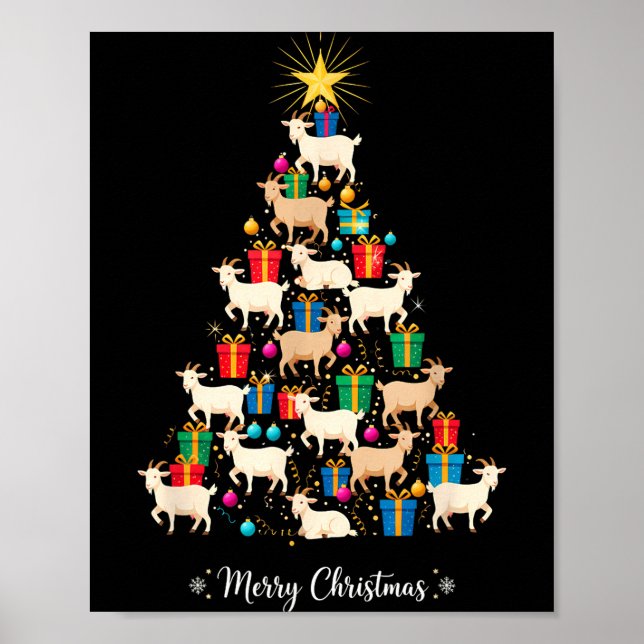 Poster Goat Christmas Tree Xmas Holiday Men &amp; Women  (Frente)