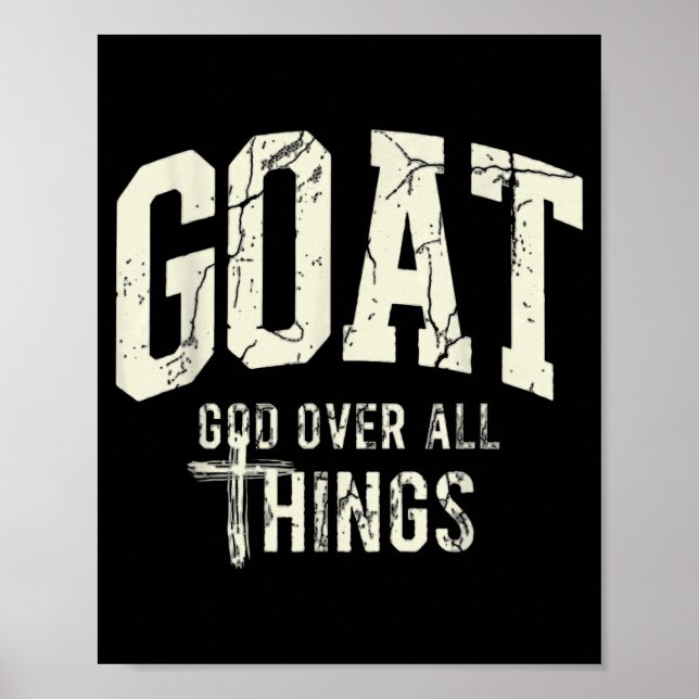 Poster Goat God Over Thing Christian Funny Saying Design (Frente)