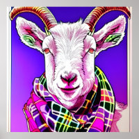 Goat in Tartan Scarf