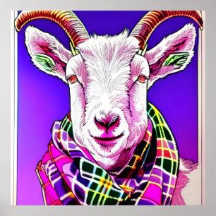 Poster Goat in Tartan Scarf