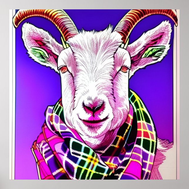 Poster Goat in Tartan Scarf (Frente)