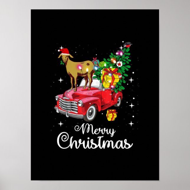 Poster Goat Rides Red Car Natal (Frente)