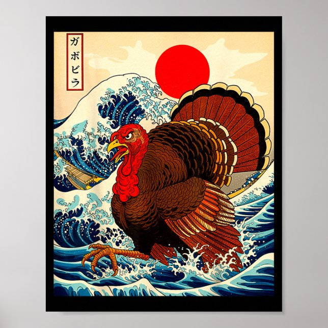 Poster Gobblezilla Turkey Funny Thanksgiving For Men Wome (Frente)