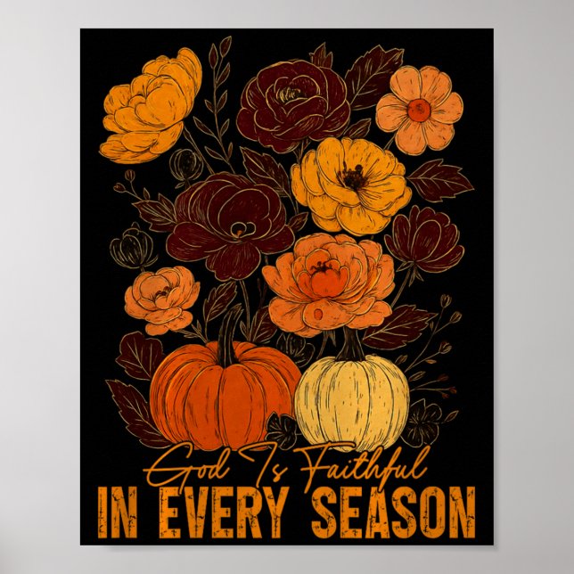 Poster God Is Faithful In Every Season Christian Fall Boh (Frente)