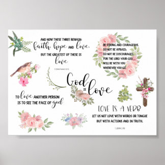 Poster God is Love Bible Verse Inspirational Phrases