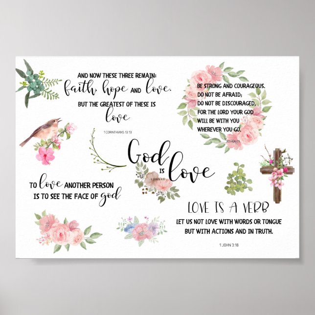 Poster God is Love Bible Verse Inspirational Phrases (Frente)