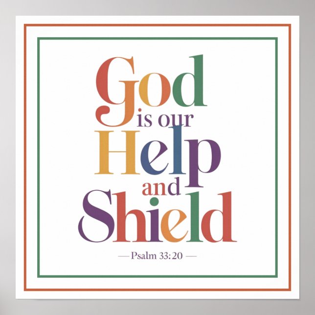 Poster God Is Our Help And Shield Psalm 33 20 Christian (Frente)