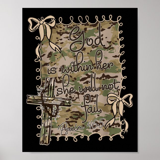 Poster God Is Within Her She Will Not Fail Christian Bibl (Frente)