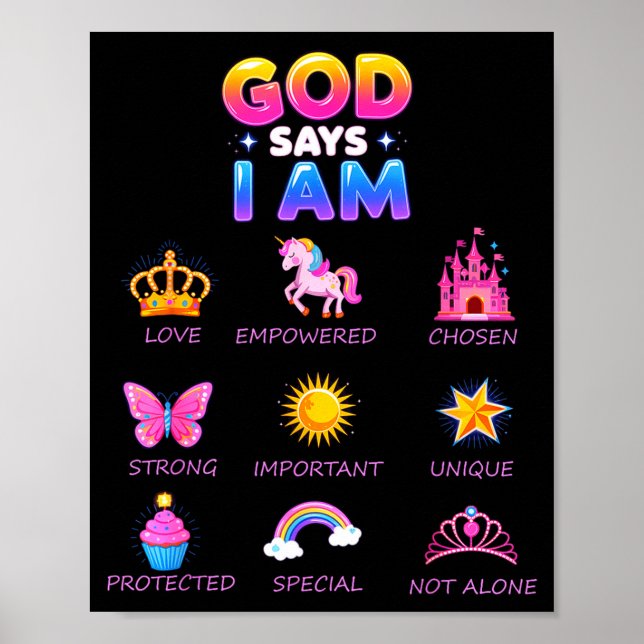 Poster God Say I Am Princess Cute Jesus Teen Girl Toddler (Frente)