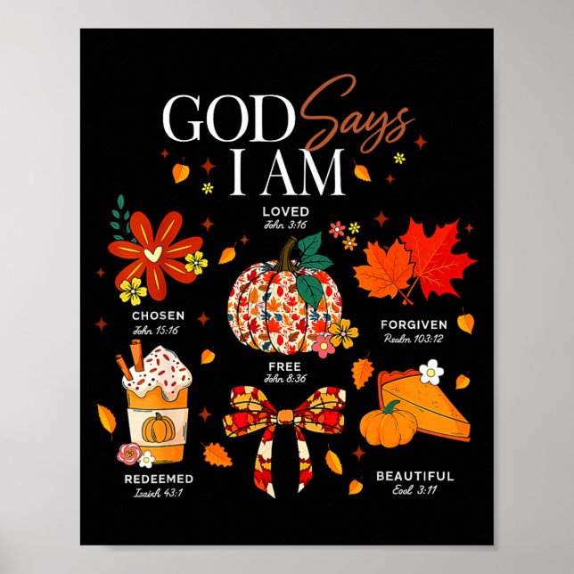 Poster God Says I Am Fall Vibes Autumn Christian Women Me (Frente)