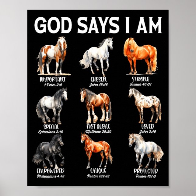 Poster God Says I Am Horse Christian Girl Teen Boy Bible  (Frente)
