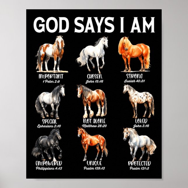 Poster God Says I Am Horse Christian Girl Teen Boy Bible  (Frente)