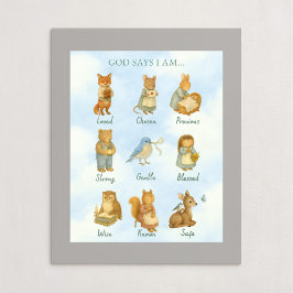 Poster God Says I Am – Scripture Declaration Nursery Wal