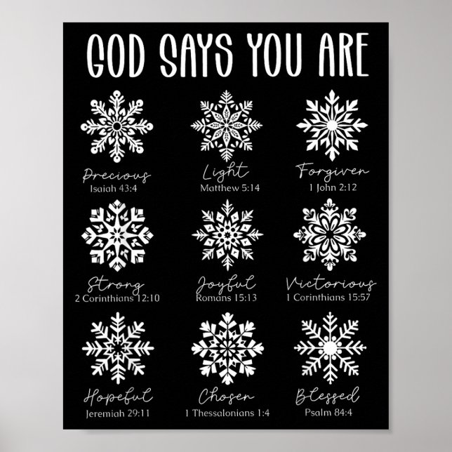 Poster God Says You Are Christian Snowflake Christmas Bib (Frente)