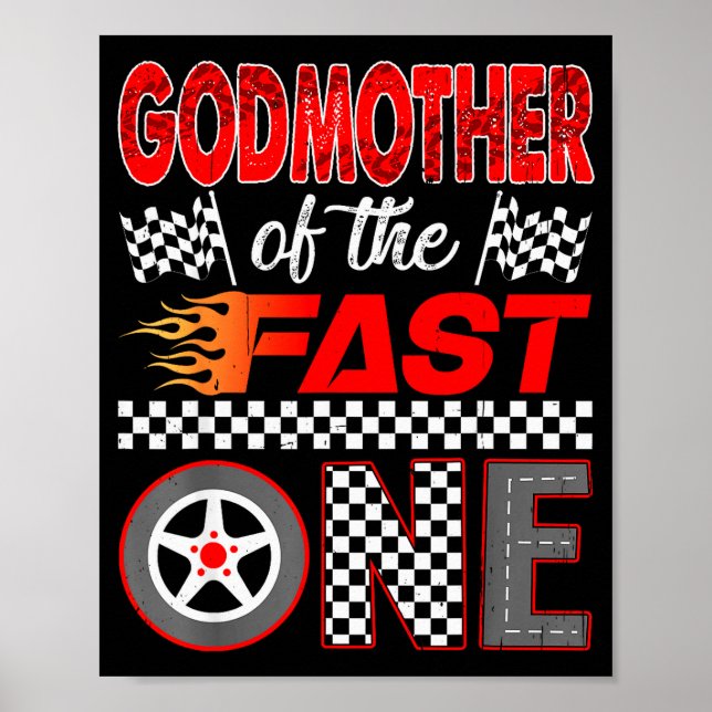 Poster Godmother Of The Fast One First Birthday Racing Ca (Frente)