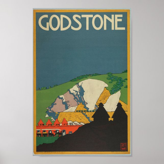Poster Godstone, Surrey, Viagens vintage da Inglaterra (Frente)