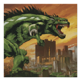 Pôster Godzilla como o Monstro do Kaiju