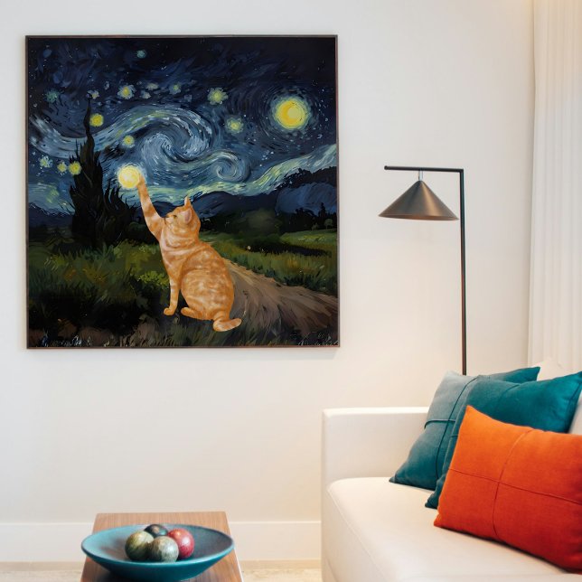 Poster Gogh Gatinho Starry Night Cat (Criador carregado)