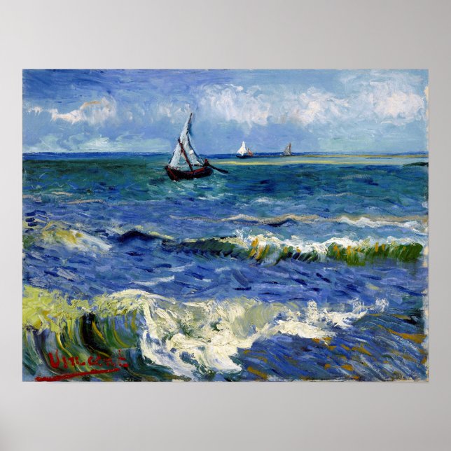 Poster Gogh Seascape perto de Les Saintes-Maries-de-la-Me (Frente)